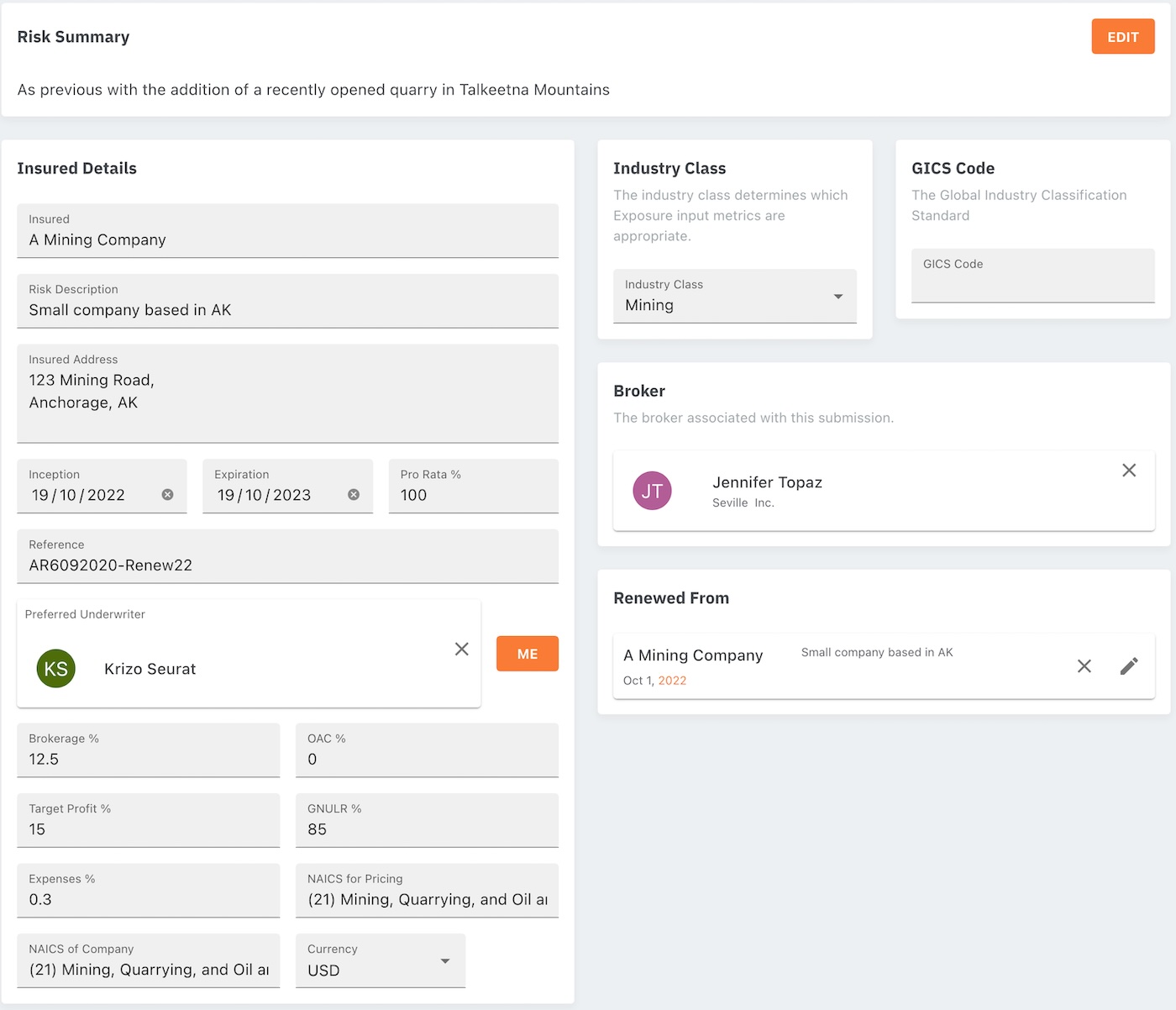 The inputs screen from Marmalade showing various pieces of data that the app allows people to record